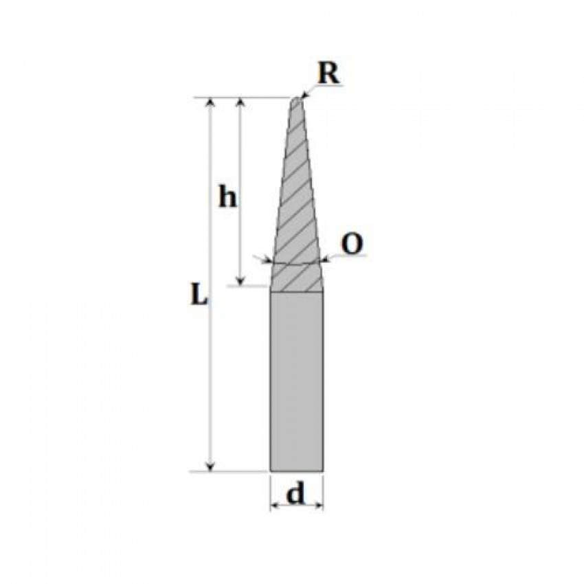 Фреза Конічна фреза на ЧПУ z2, R0.5, D1, H12, d3, L40 03-609-121-03-609-121