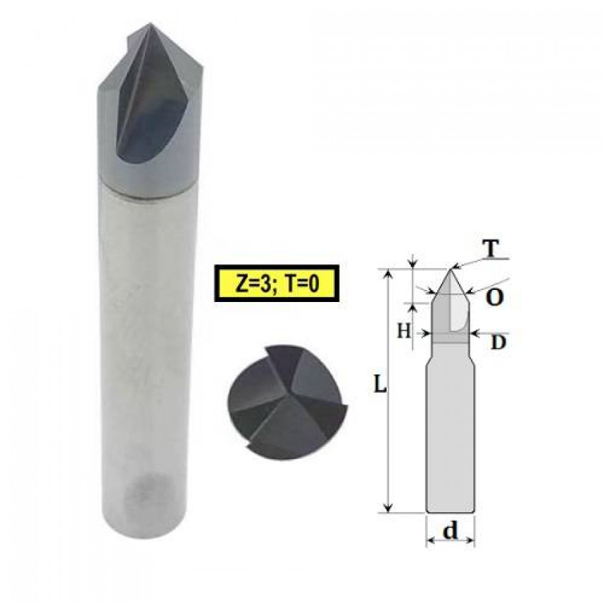 Фреза  Фреза для гравіровки WC-Co z3, 60°, D3, d3, L50 03-632-336-03-632-336