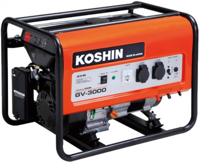 Генератор Koshin GV-3000, 220В/50Гц, AVR, 2,2кВа, 9,5 год, 12,6 л.,12V/8.3 A,  K210,  2x16A, 42кг.-[articul]