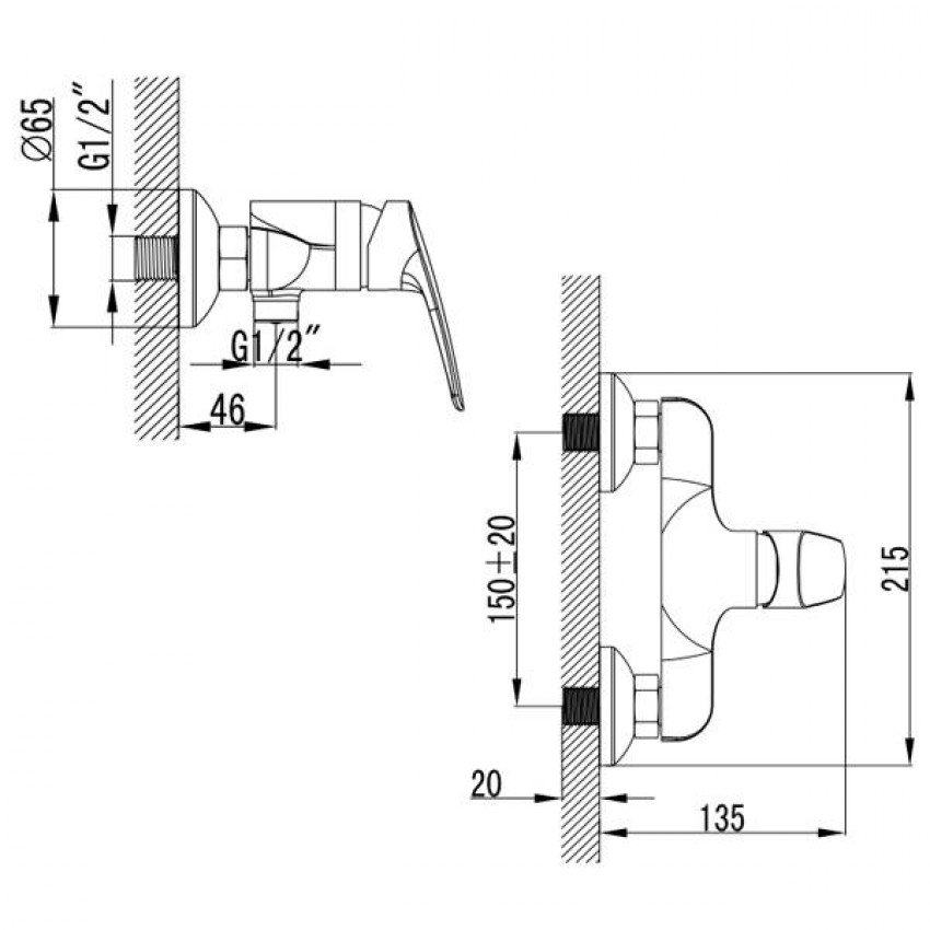 Змішувач SERIO Ø35 для душа CORSO (DC-1D146C) (9626300)-9626300