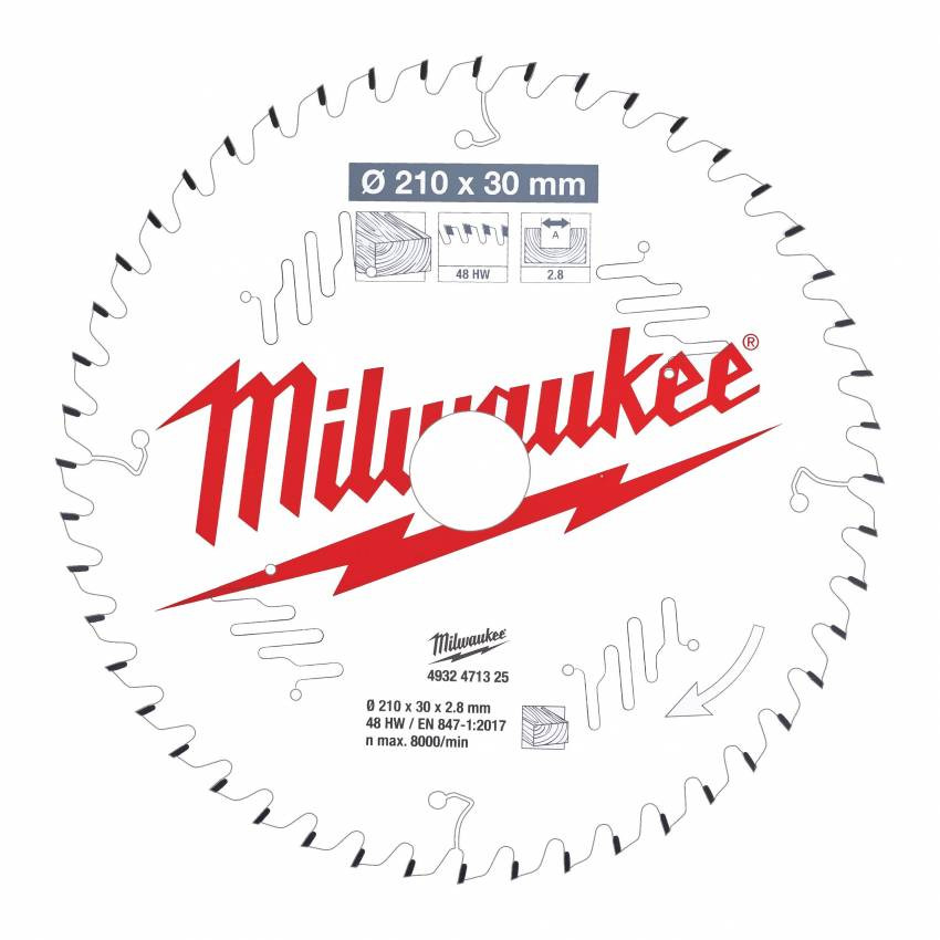 Диск пильний Alu PFTE MILWAUKEE, Ø165х20х2, 2мм, 52 зуб.-4932471296