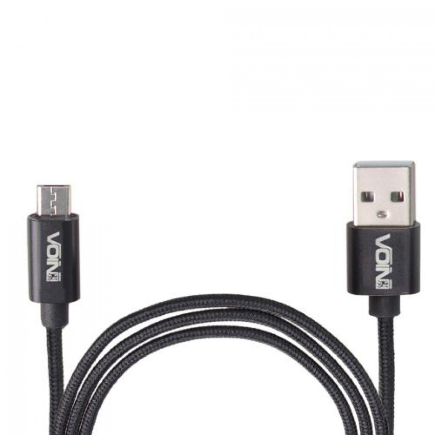 Кабель VOIN USB - Micro USB 3А, 1m, black (швидка зарядка/передача даних) (CC-1801M BK)-CC-1801M BK