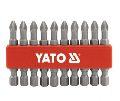 Насадка викруткова плоска YATO на кв. 1/4&quot;, PH1/1, PH2/2, PZ1/1, PZ2/2, l=50мм набір 10шт [25/100]-[articul]