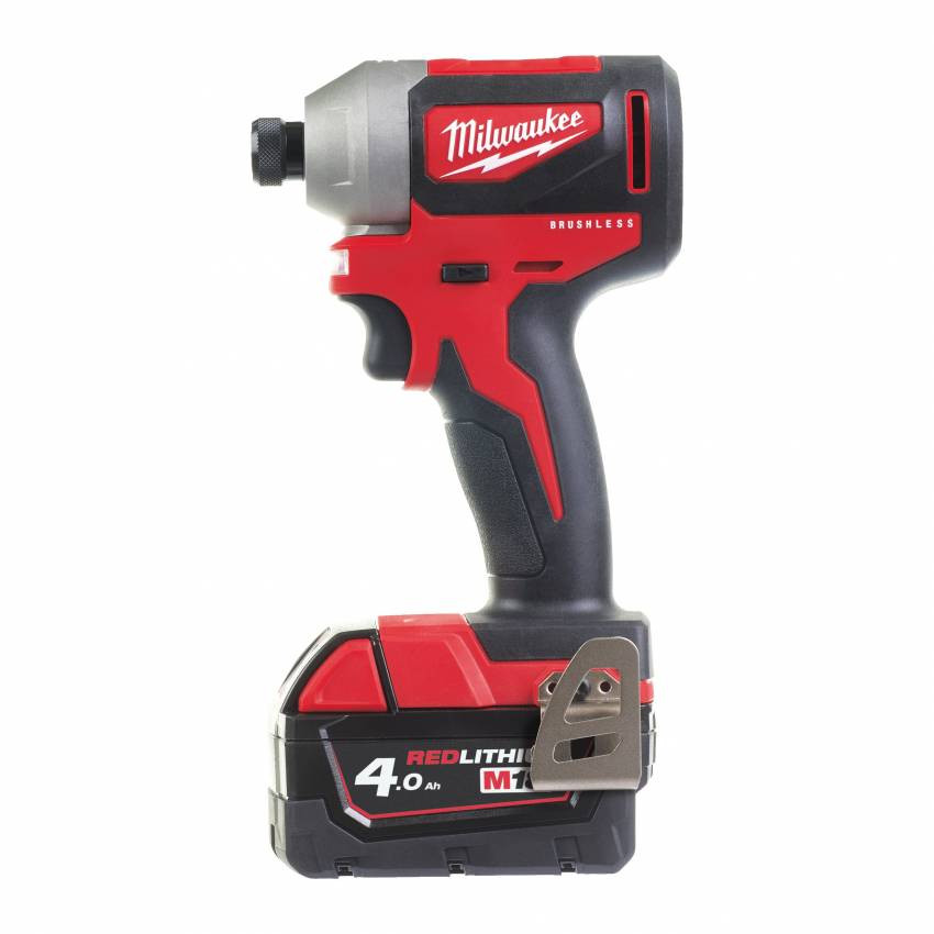 Гвинтоверт акумуляторний 1/4" HEX MILWAUKEE, M18 CBLID-402C, 180Нм, (зарядний пристрій, 2 акум.Х 4Ач, кейс)-4933464534