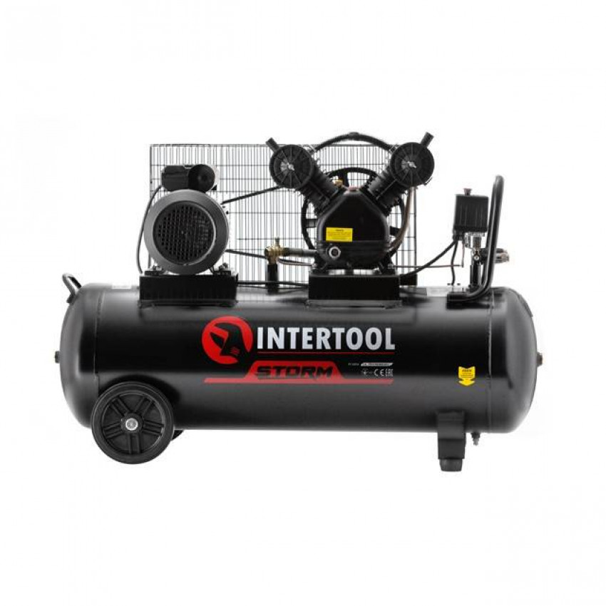 Компресор STORM 100 л, 3 кВт, 220 В, 10 aтм, 500 л/хв, 2 циліндри INTERTOOL PT-0014-PT-0014