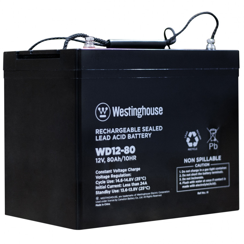 Свинцево-кислотна акумуляторна батарея Westinghouse Deep Cycle, 12V, 80Ah, terminal T14, 1шт 260*168*211-WD12-80N-T14