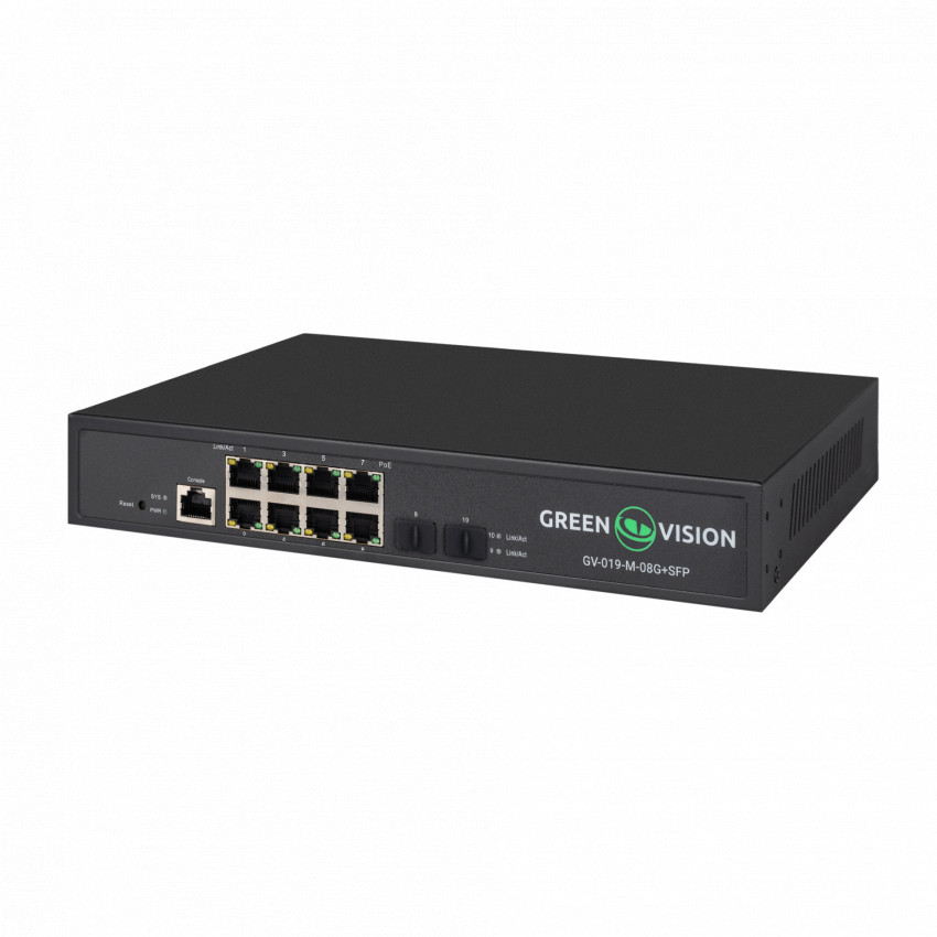 Комутатор мережевий POE GV-019-M-08G+SFP-