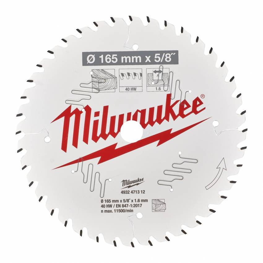 Диск пильний Alu PFTE MILWAUKEE, Ø165х20х2, 2мм, 52 зуб.-4932471296