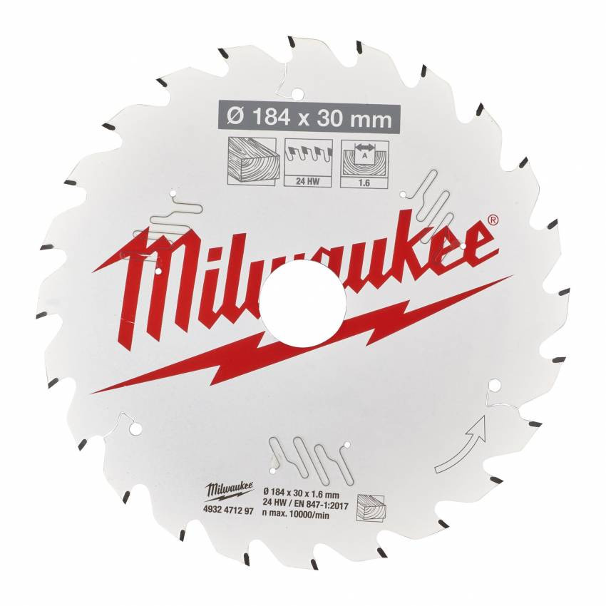 Диск пильний Alu PFTE MILWAUKEE, Ø165х20х2, 2мм, 52 зуб.-4932471296