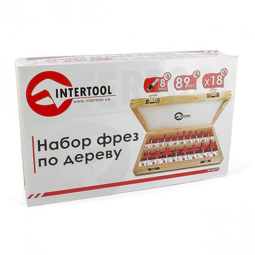 Набір фрез кінцевих по деревині, 18 шт INTERTOOL HT-0073-HT-0073