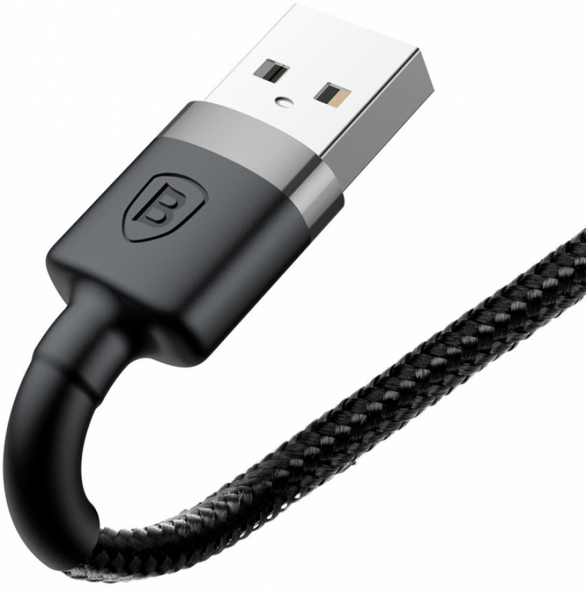 Кабель Baseus Cafule USB 2.0 to Lightning 2.4A 1M Чорний/Сірий (CALKLF-BG1)-