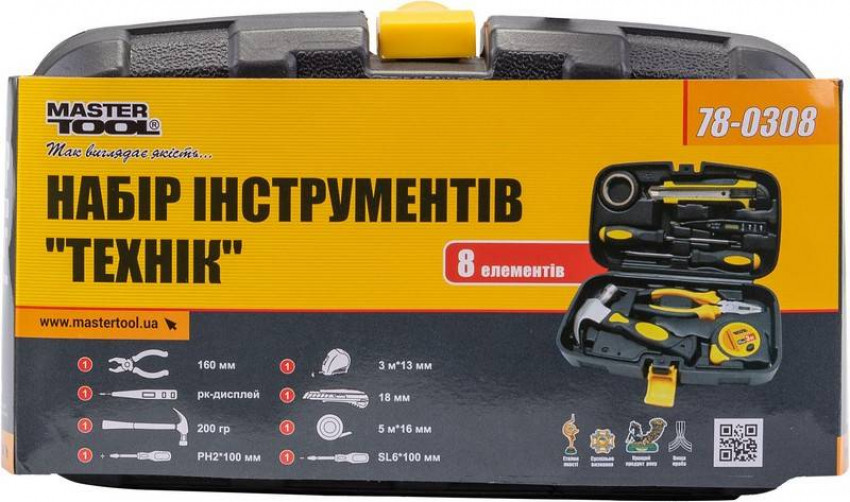 Набір інструменту MASTERTOOL "Технік" 8 елементів 78-0308-78-0308