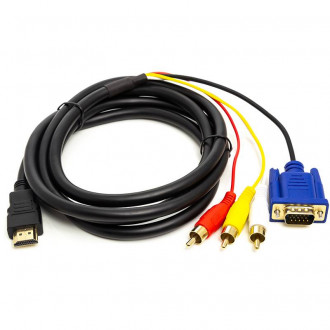 Кабель PowerPlant HDMI (M) - VGA (M) / 3*RCA (M), 1080p, 1м-[articul]