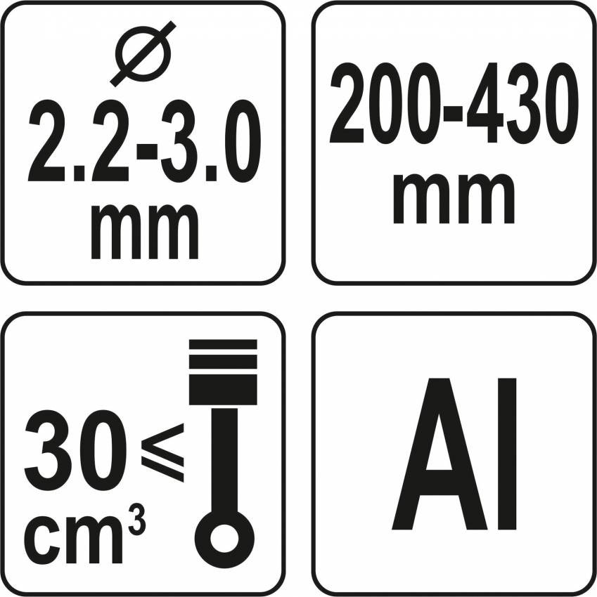 Головка для кріплення жилки до газонокосарок YATO : Ø=2.2-3.0 мм, l=200-430 мм, з алюмінію-YT-85111