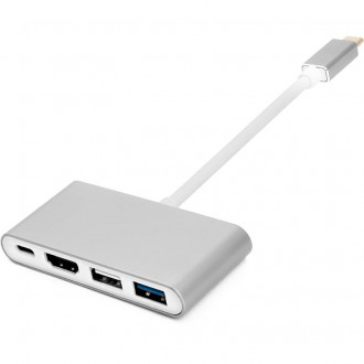 Перехідник PowerPlant Type-C(M) - 4*USB 2.0/3.0, HDMI, Type-C(F)-[articul]