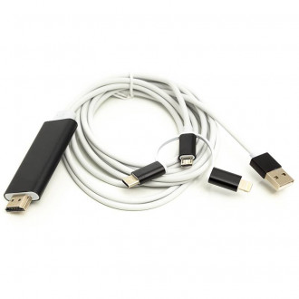 Кабель PowerPlant HDMI (M) - Lightning, Type-C, mirco USB, 1 м-[articul]