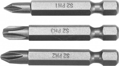 Викруткові насадки YATO: &quot;Phillips&quot; PH1, PH2, PH3 x 50 мм, HEX 1/4&quot;, AISI S2, 3 шт-[articul]