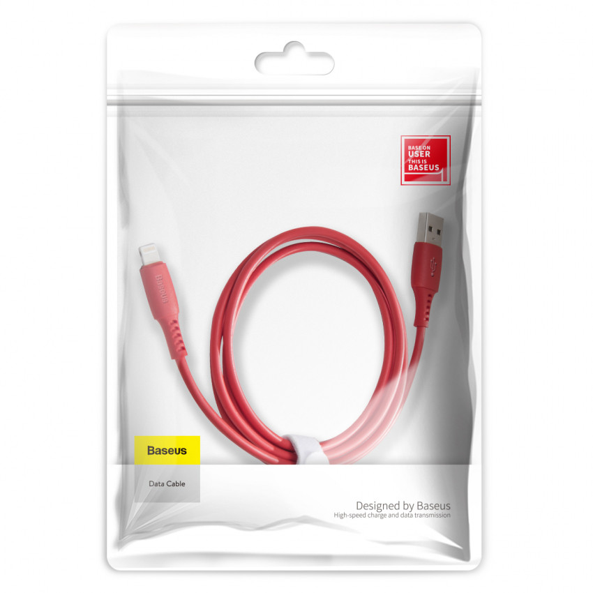 Кабель Baseus Colorful USB 2.0 to Lightning 2.4A 1.2M Червоний (CALDC-09)-