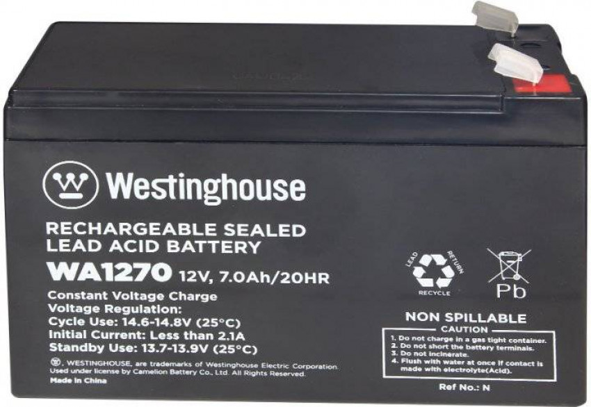 Батарея акумуляторна свинцево-кислотна  Westinghouse 12V, 7Ah, terminal F2, 1шт-WA1270N-F2