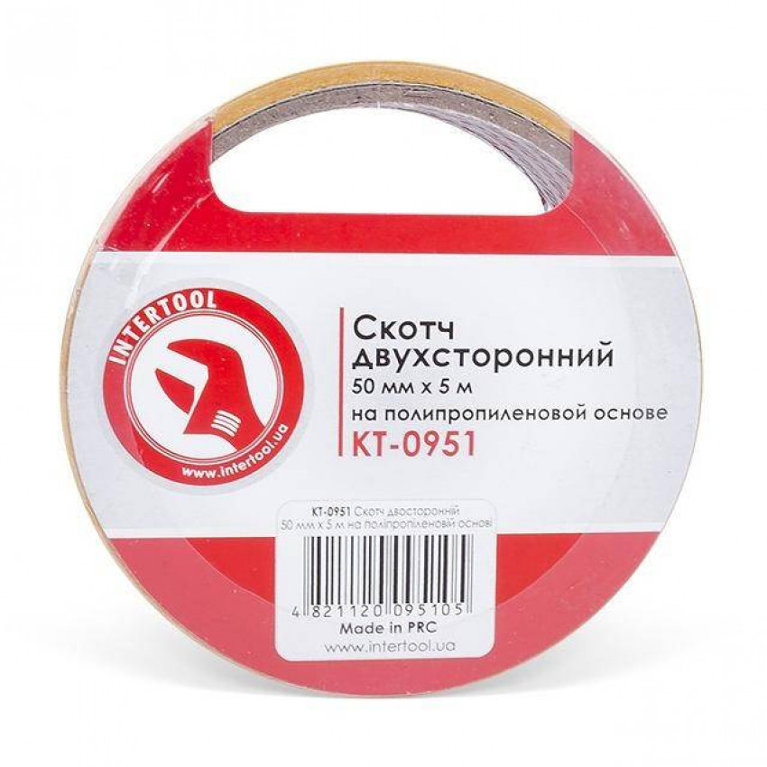 Скотч двосторонній 50 мм * 5 м на поліпропіленовій основі INTERTOOL KT-0951-KT-0951