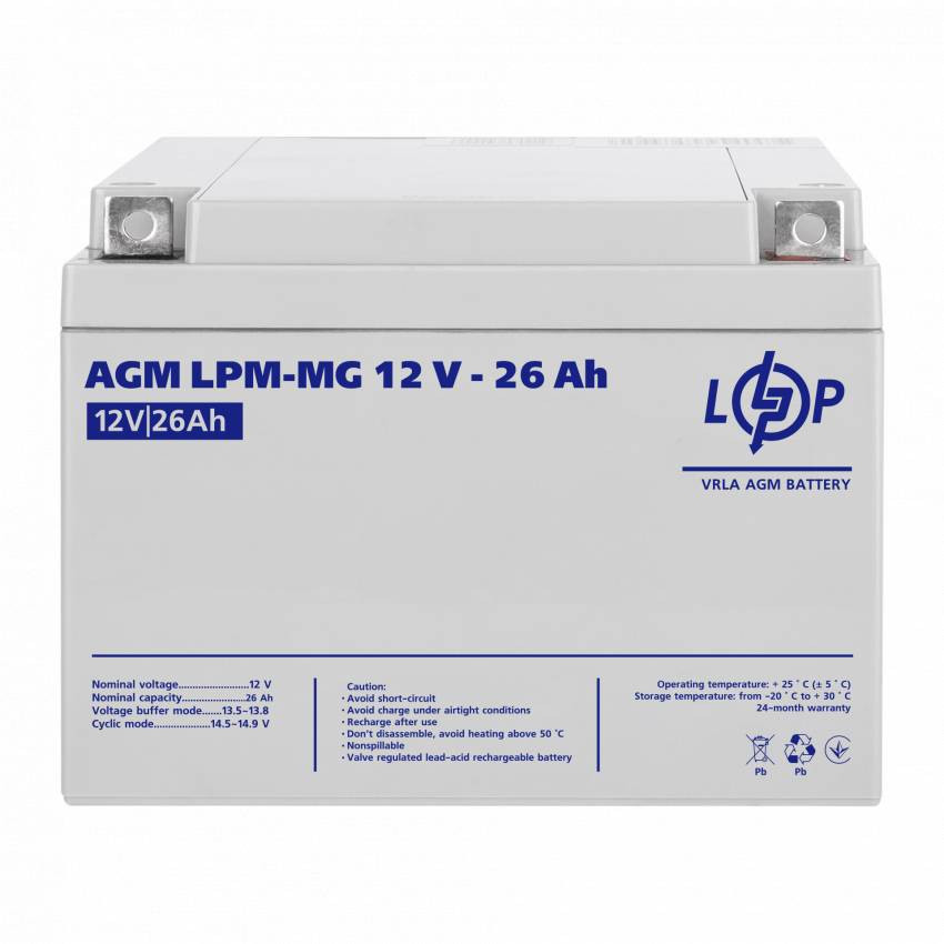 Акумулятор мультигелевий AGM LogicPower LPM-MG 12 - 26 AH-LP6557