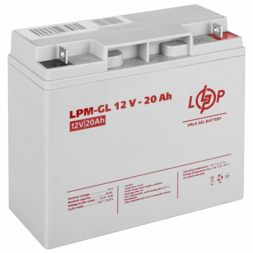 Акумулятор гелевий LPM-GL 12V - 20 Ah-LP5214