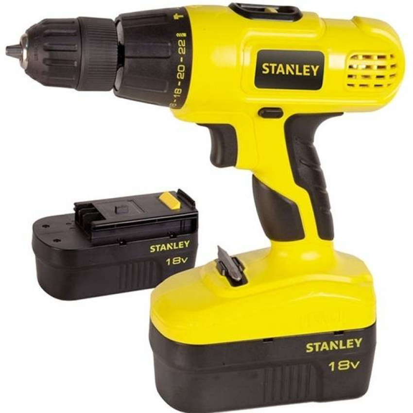 Шуруповерт акумуляторний Stanley 18V. в кейсі з 2-ма 1А/год. (Ni-Cd) акум. патрон Ø ≤ 10 мм (DW)-STDC18HBK-RU