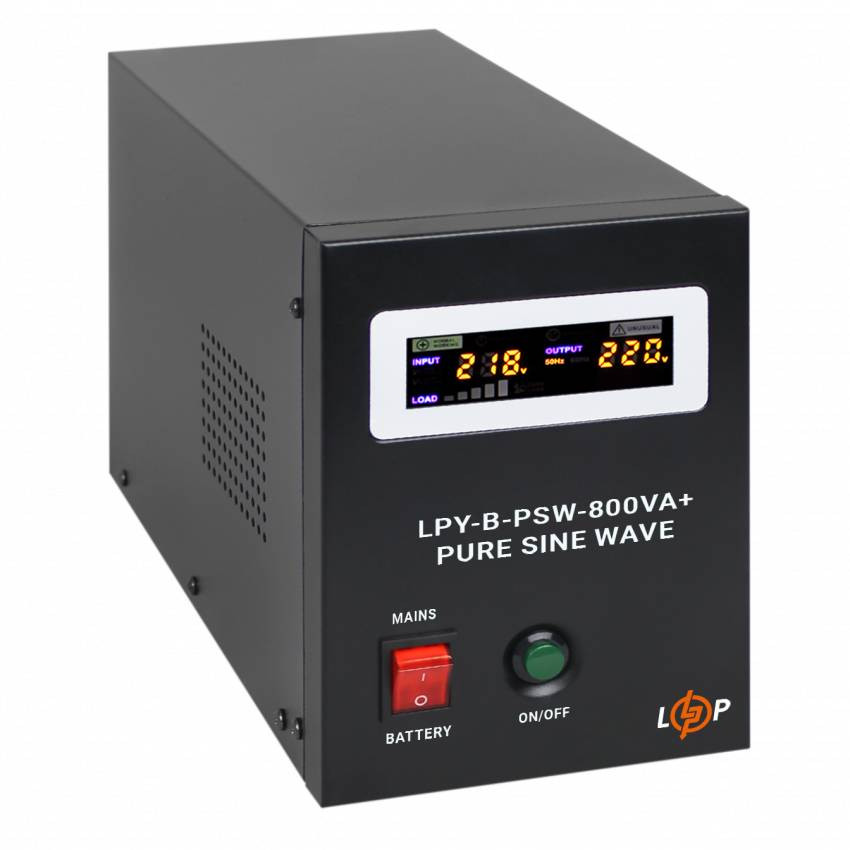 ДБЖ з правильною синусоїдою 12V LPY-B-PSW-800VA+(560Вт) 5A/15A-LP4150