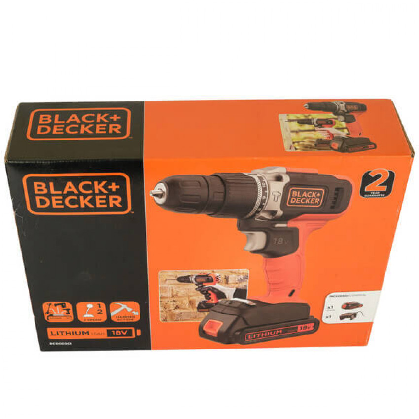 Дриль-шурупокрут ударний акумуляторний BLACK+DECKER BCD003C1-BCD003C1