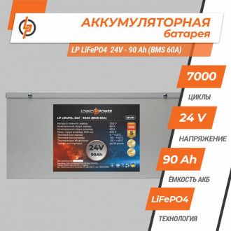 Акумулятор LP LiFePO4 24V - 90 Ah (BMS 60A) металл