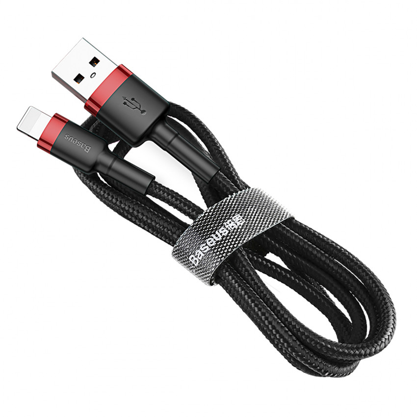 Кабель Baseus Cafule USB 2.0 to Lightning 2A 3M Чорний/Червоний (CALKLF-R91)-