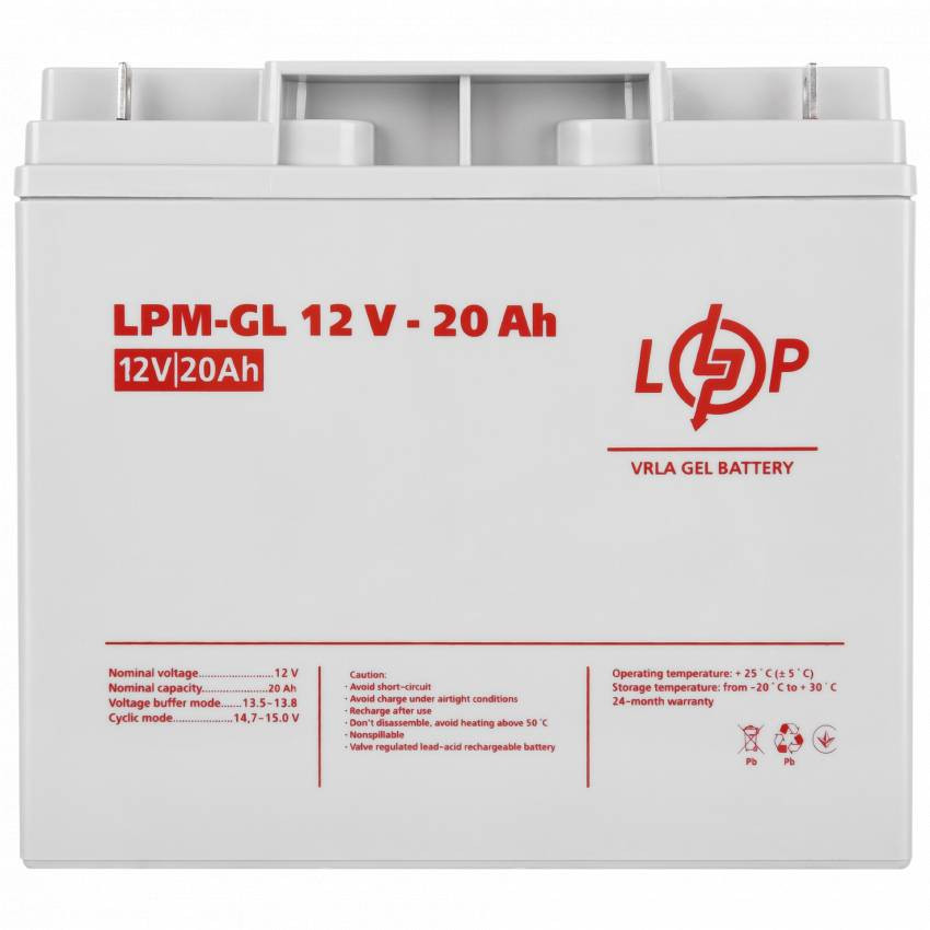 Акумулятор гелевий LPM-GL 12V - 20 Ah-LP5214