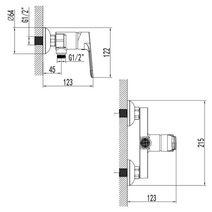 Змішувач MARMORE Ø35 для душу CORSO (DB-1D138C) (9623300)-DB-1D138C