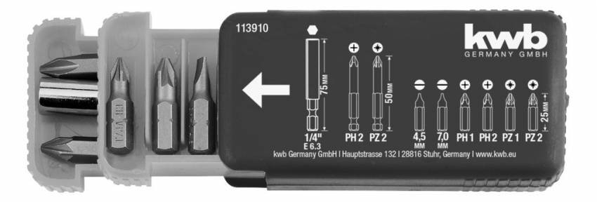 Набір біт 25/50 мм, 9 шт, KWB (113910)-