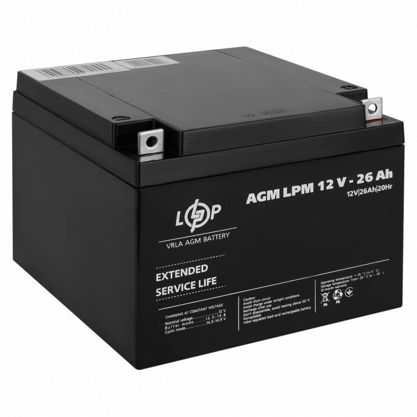 Акумулятор AGM LPM 12V - 26 Ah-