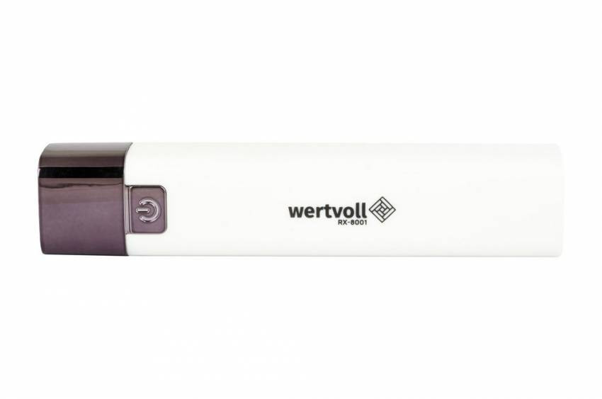 Ліхтар WERTVOLL 3 режими LED Li-ion 1200 mAh/t 7000 K/80 lum powerbank ABS 122х25 мм WHITE RX-8001-RX-8001