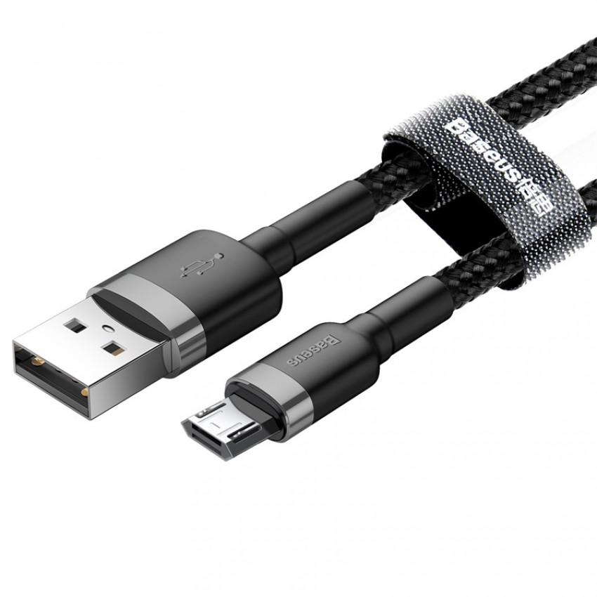 Кабель Baseus Cafule USB 2.0 to microUSB 2.4A 1M Чорний/Сірий (CAMKLF-BG1)-