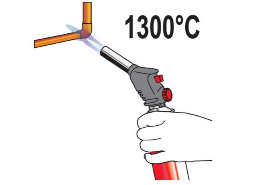 Пальник газовий YATO : цанговe з'єднання. PIEZO. 360°. до 2 кВт. t= 1300 ºC (EN417)-YT-36712