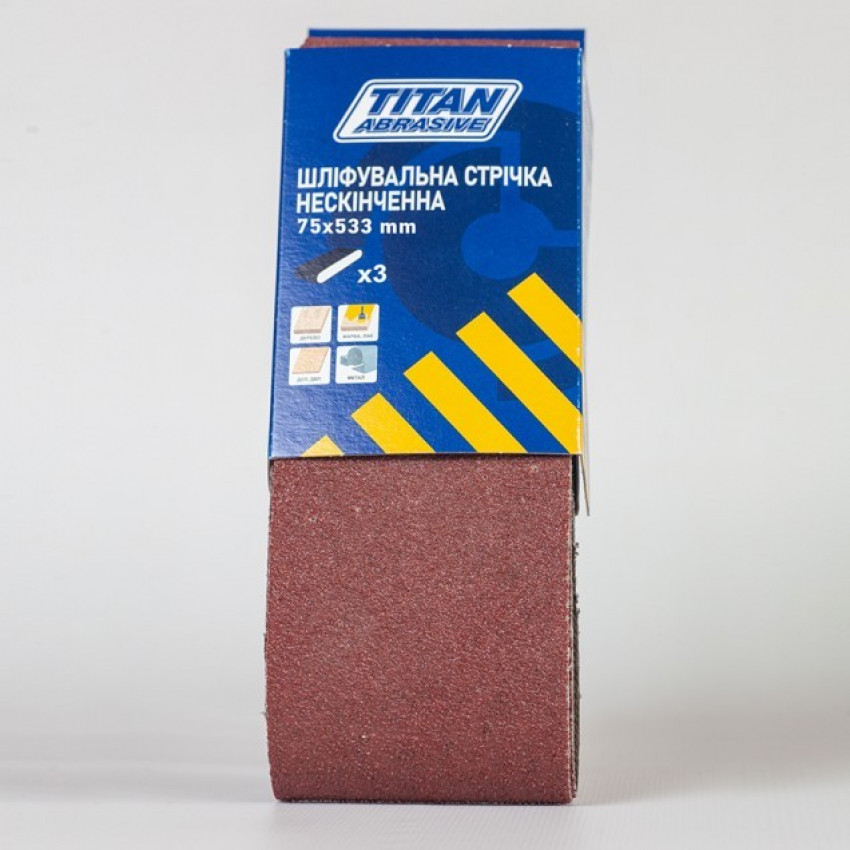 Шліфувальна стрічка нескінченна TITAN ABRASIVE 75*533мм Р 40 (3шт)