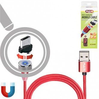 Кабель магнітний PULSO USB - Micro USB 2,4А, 1m, red (тільки заряджання)