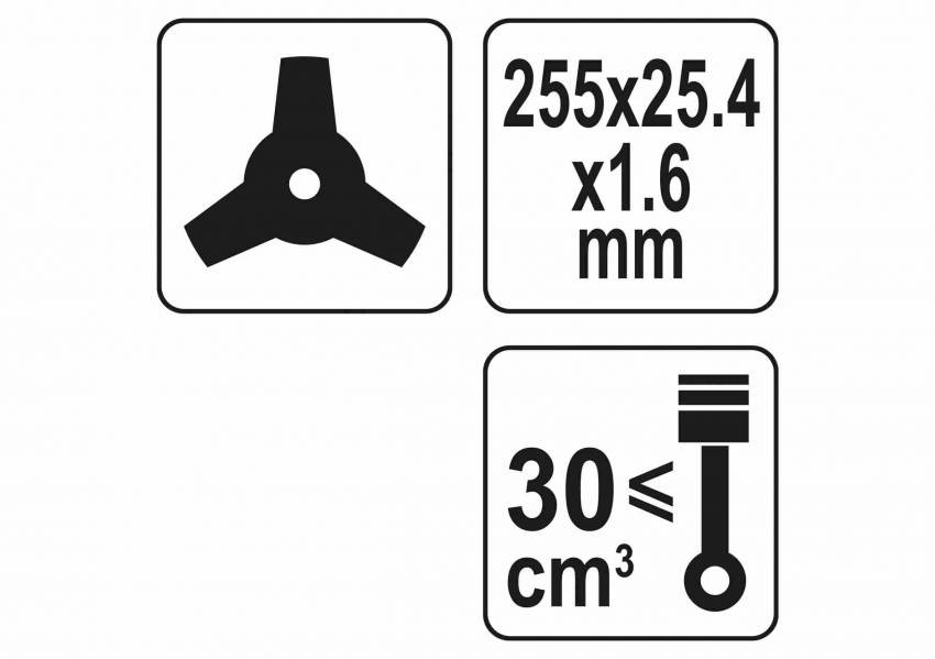 Ніж трьохсторонній до газонокосарок YT-85001/YT-85003 YATO Ø255 x 25.4 мм-YT-85155