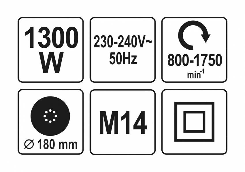 Шліфмашина для штукатурки, бетону та металу з пилозбірником YATO 1300 Вт 180 мм-YT-82341