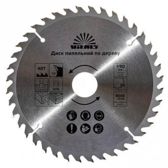 Диск пильний Vitals по дереву 190х30/20, ATB 40-[articul]