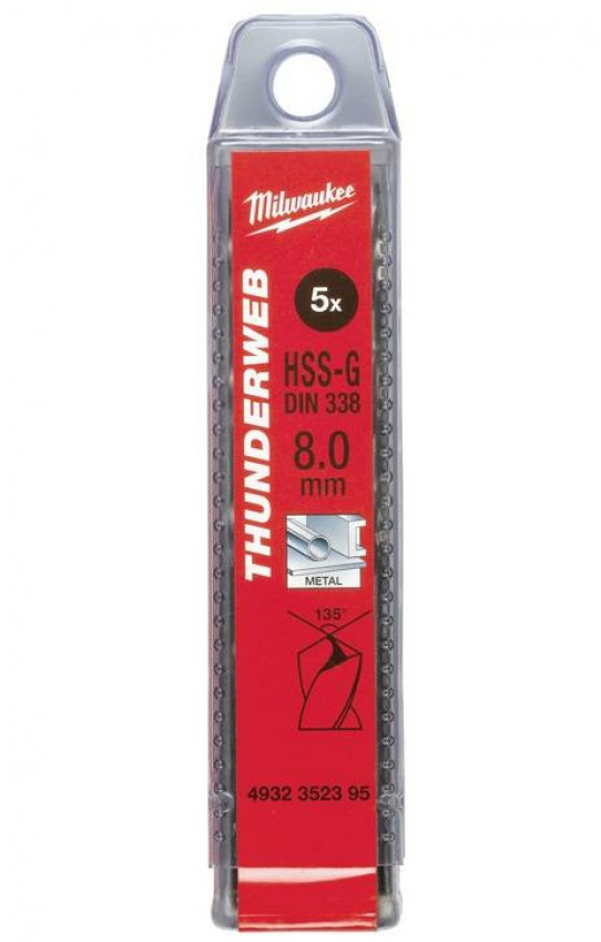 Свердло по металу THUNDERWEB HSS-G MILWAUKEE DIN338, Ø6,0x93мм, (10шт)-4932352390