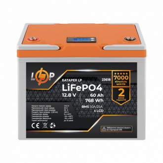 Акумулятор LP LiFePO4 12,8V - 60 Ah (768Wh) (BMS 50A/25А) пластик LCD-[articul]