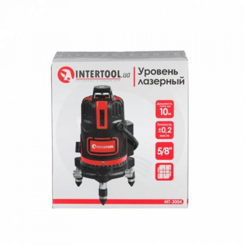 Рівень лазерний 5 лазерних головок, червоний лазер INTERTOOL MT-3004-MT-3004