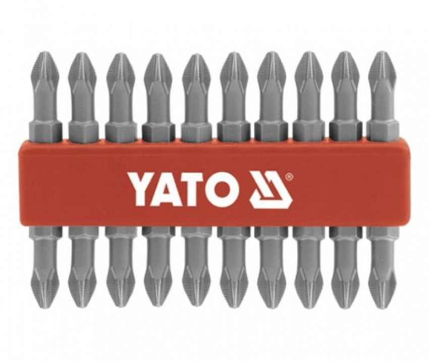 Насадка викрутка YATO 2-стор. РН2, 1/4", набір.10 шт. l=65 мм [25/100]-YT-0481