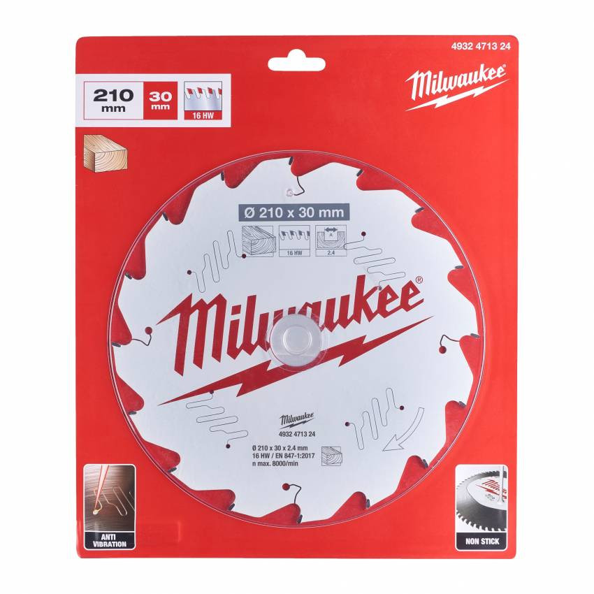 Диск пильний MILWAUKEE, Ø210/30мм, 16 зуб.-4932471324