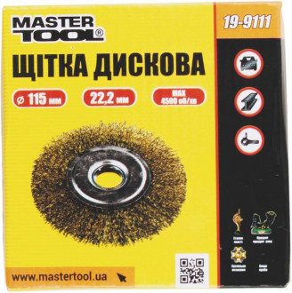 Щітка дискова MASTERTOOL з латуньованого рифленого дроту 115х22.2 мм 19-9111