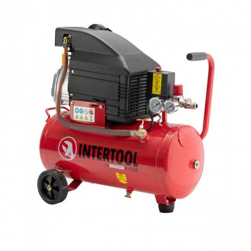 Компресор 24 л, 1500 Вт, 220 В, 8 атм, 206 л/хв. INTERTOOL PT-0010-PT-0010